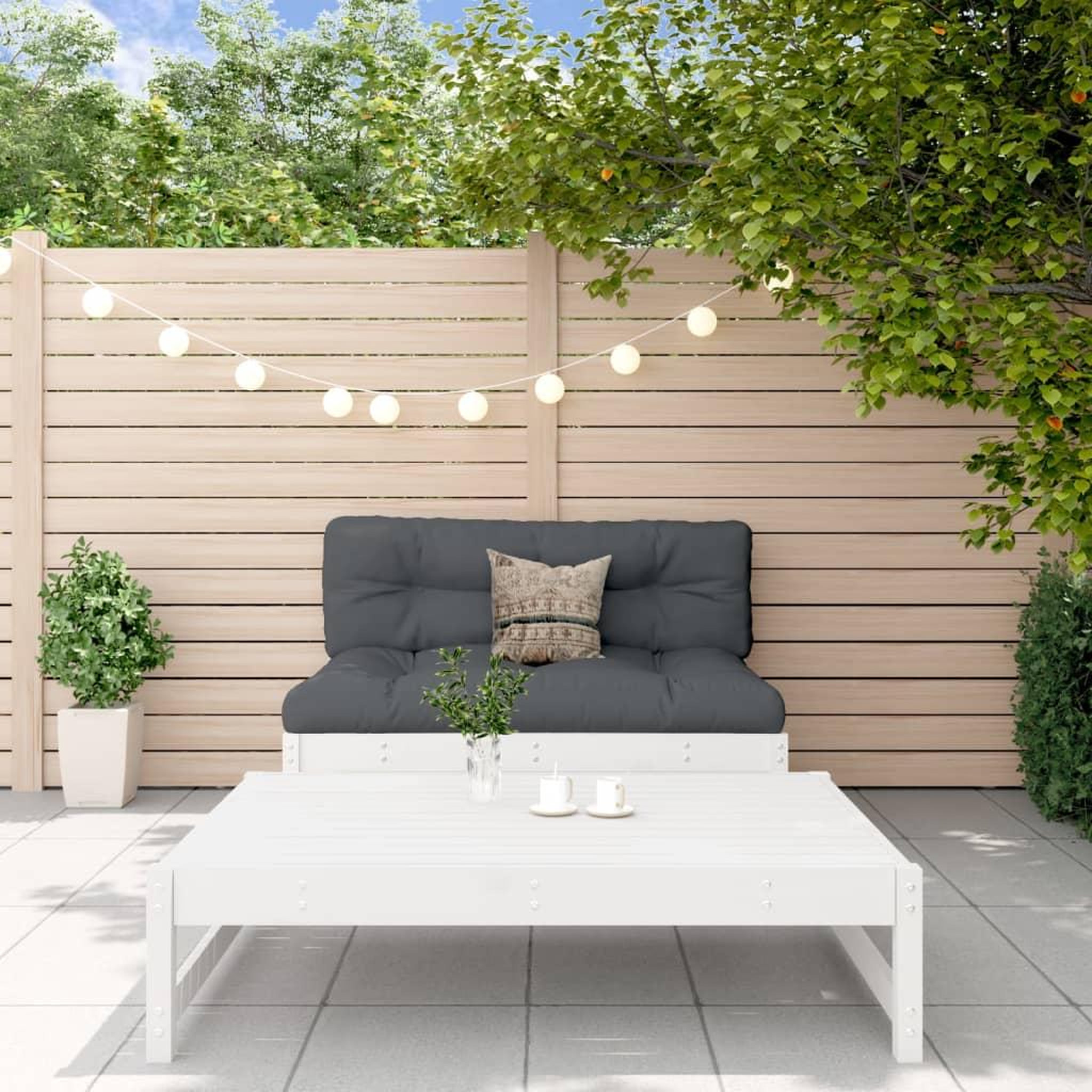 VIDAXL Salon de jardin 2 pcs blanc bois de pin massif