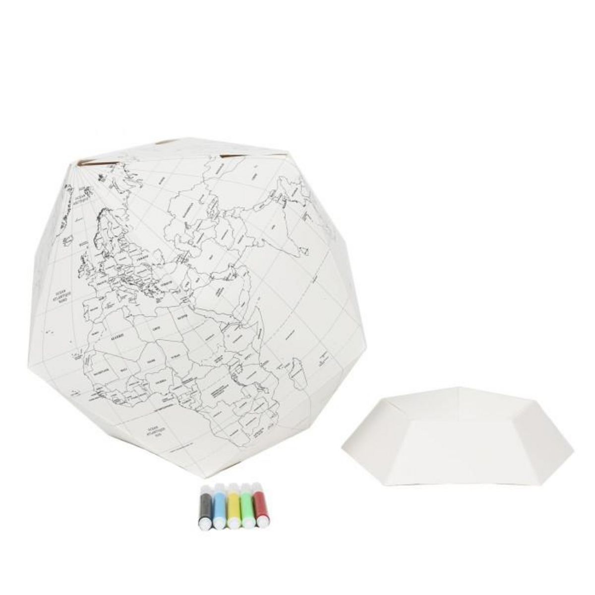 Paris Prix Globe Terrestre à Colorier  5 Feutres  26cm Blanc