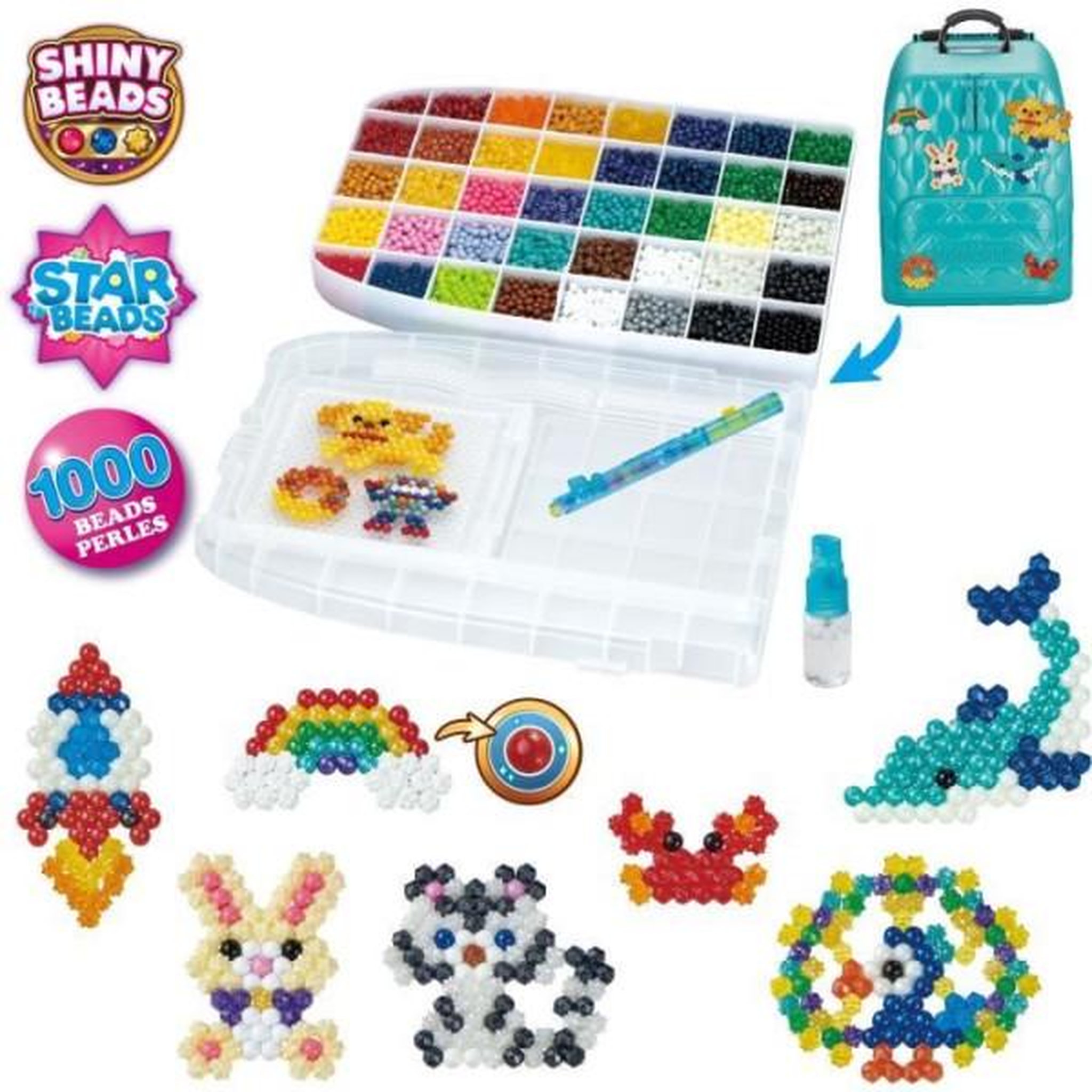 Voir la diapositive 2 : Aquabeads Jeu de perles a repasser - AQUABEADS - 31993 - Sac-a-dos créatif DX