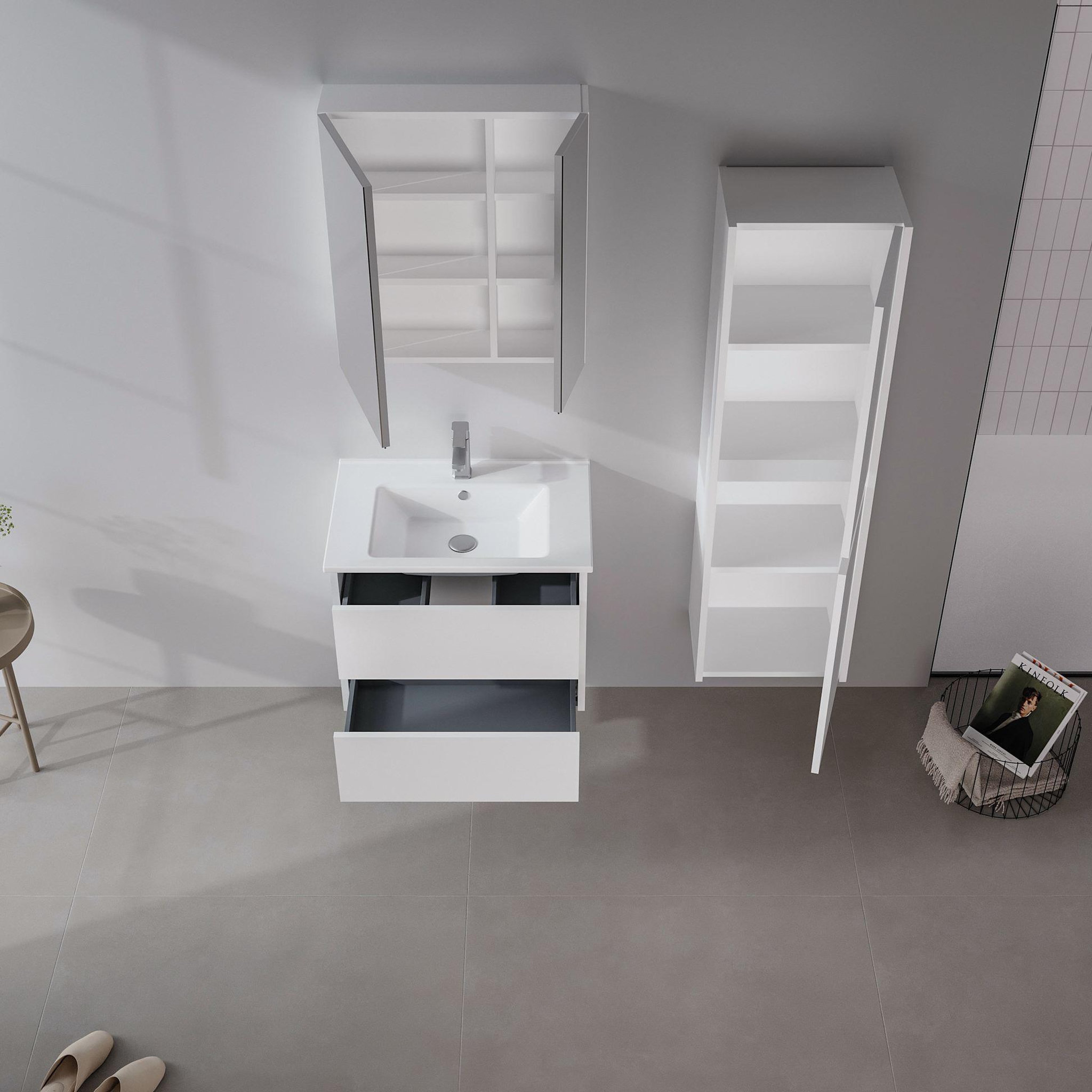 Voir la diapositive 3 : Habitat et Jardin Meuble salle de bain avec miroir  side 60  - 60 x 16 x 66 cm - matte white