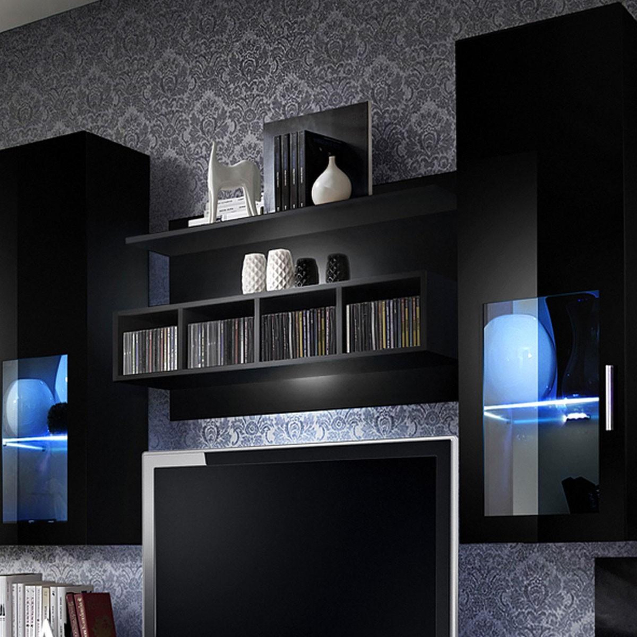 Voir la diapositive 4 : Paris Prix Meuble tv mural design  lyra  300cm noir