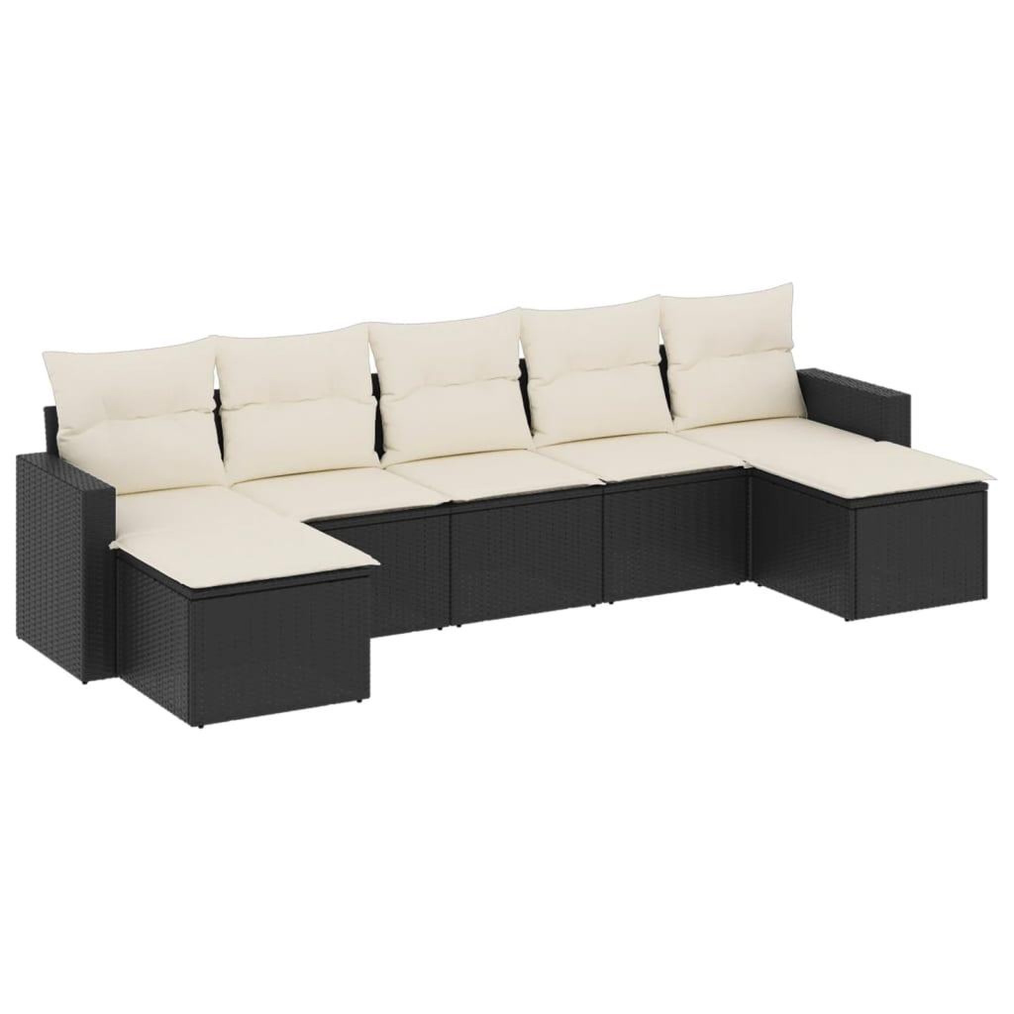 Voir la diapositive 2 : VIDAXL Salon de jardin 7 pcs avec coussins noir resine tressee