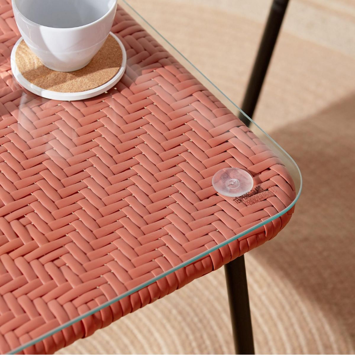 CONCEPT USINE Salon de jardin 2 places avec table terracotta ACAPULCO