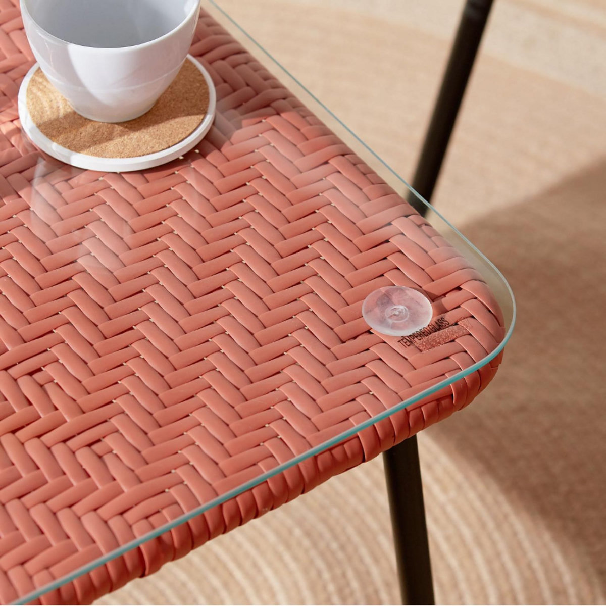 CONCEPT USINE Salon de jardin 2 places avec table terracotta ACAPULCO