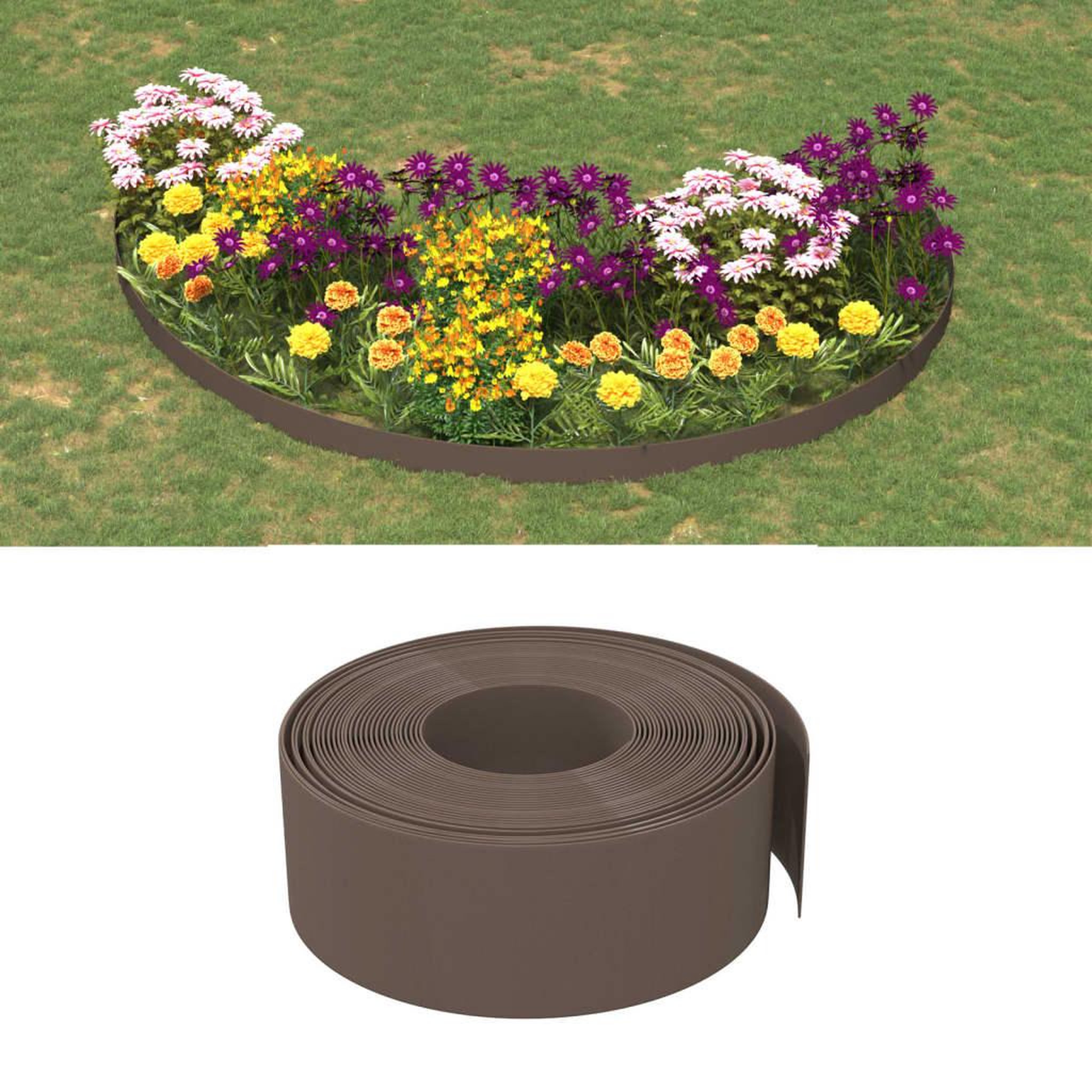 VIDAXL Bordures de jardin 2 pcs marron 10 m 20 cm polyethylene