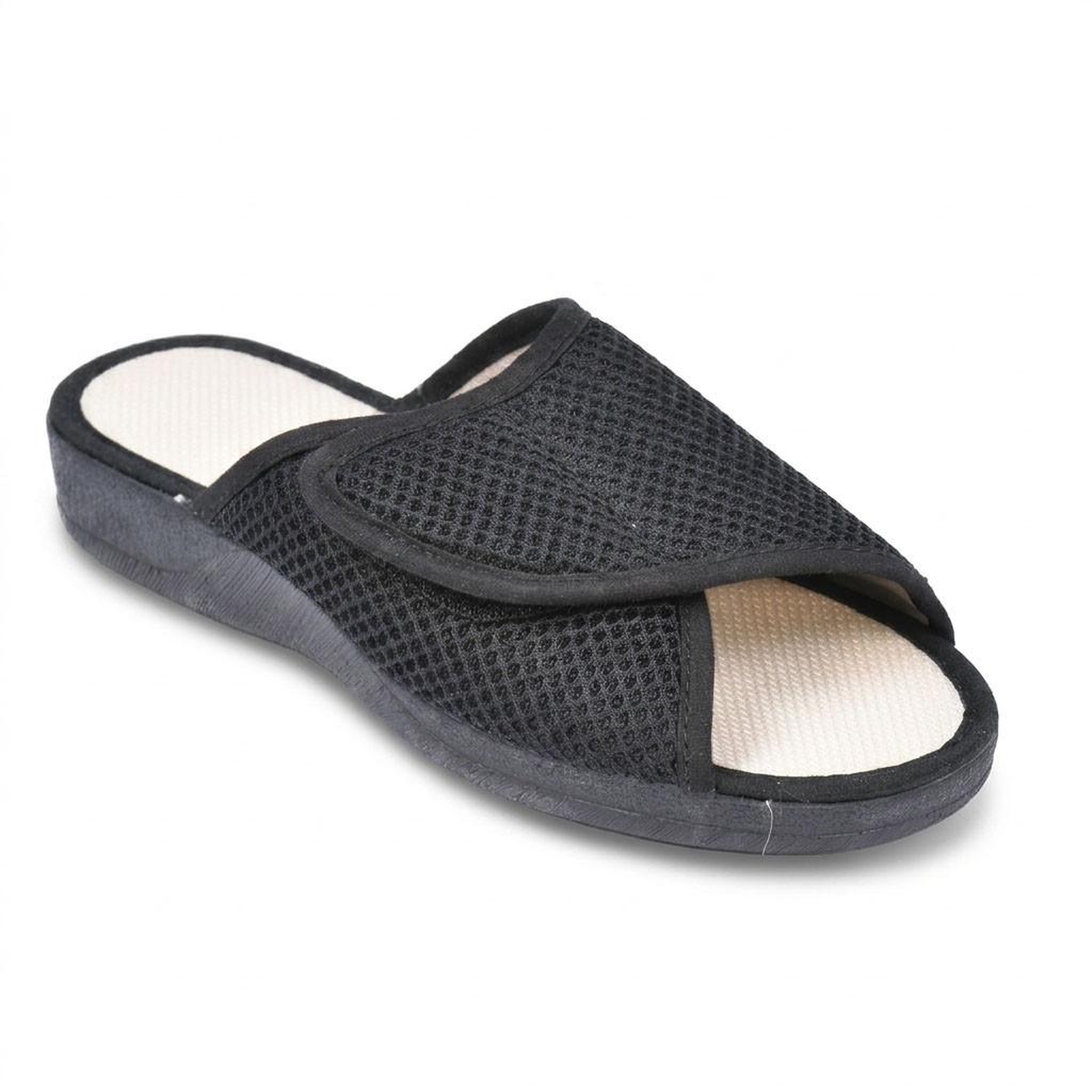 OZABI OZABI-Pantoufle Mule Femme Mesh Microperfore Scratch Ajustable Fabriquee en Espagne. Coloris disponibles : Noir, Beige, Bleu