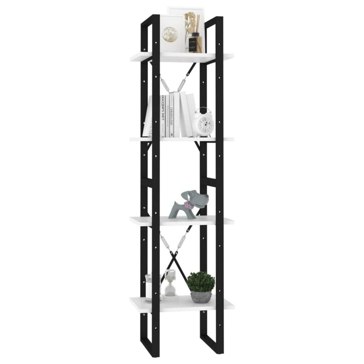 VIDAXL Bibliotheque a 4 niveaux blanc 40x30x140 cm bois d'ingenierie