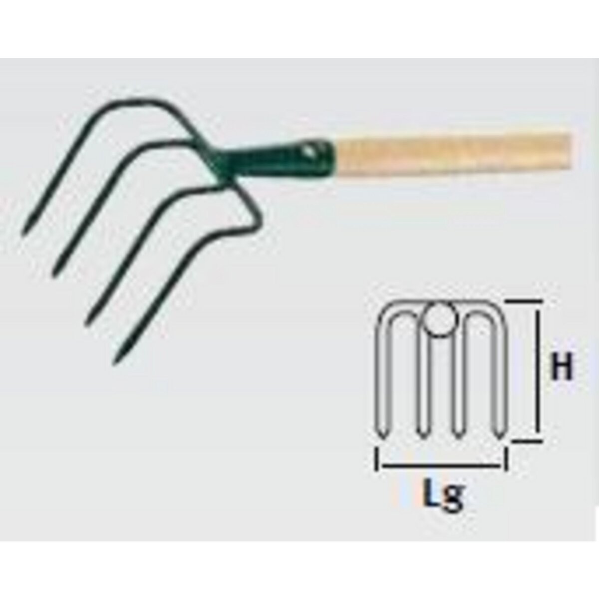 Leborgne Petit croc 4 dents - manche bois certifié PEFC 100%