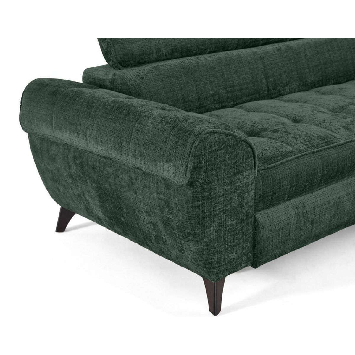 LISA DESIGN Marlo - canapé d'angle droit 5 places convertible avec coffre et têtières en velours texturé