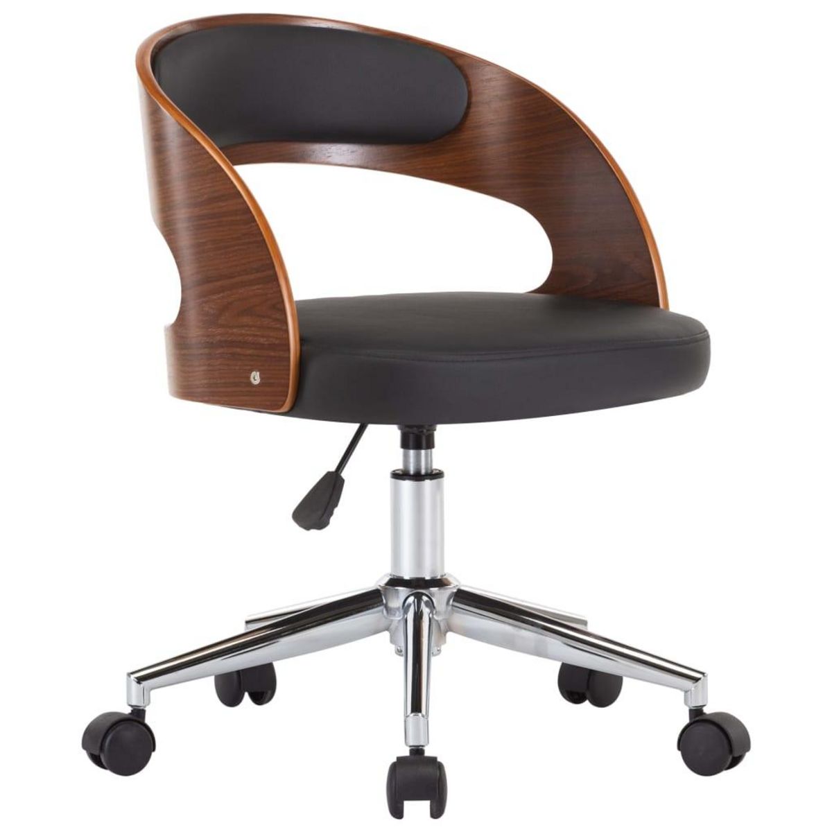 VIDAXL Chaise pivotante de bureau Noir Bois courbe et similicuir
