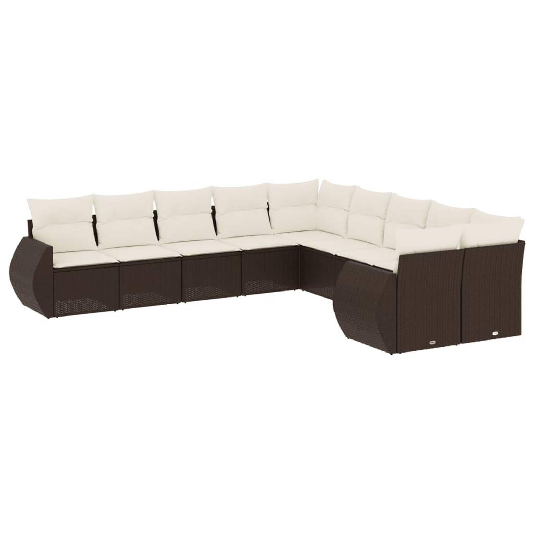 Voir la diapositive 2 : VIDAXL Salon de jardin 10 pcs avec coussins marron resine tressee