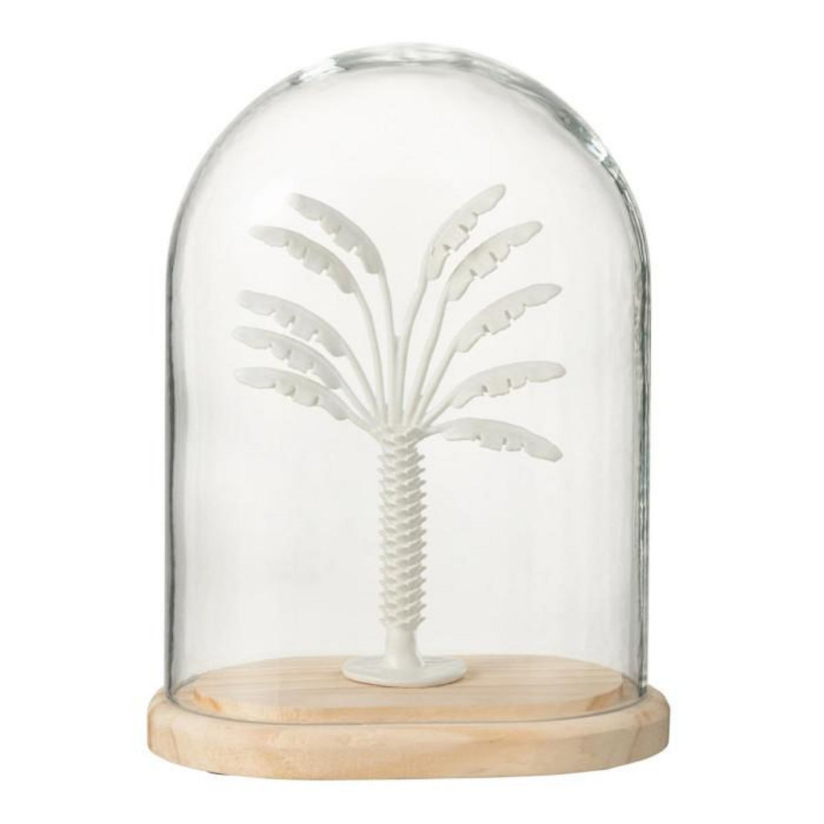 Paris Prix Cloche Déco en Verre  Palmier  22cm Blanc