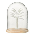 Paris Prix Cloche Déco en Verre  Palmier  22cm Blanc