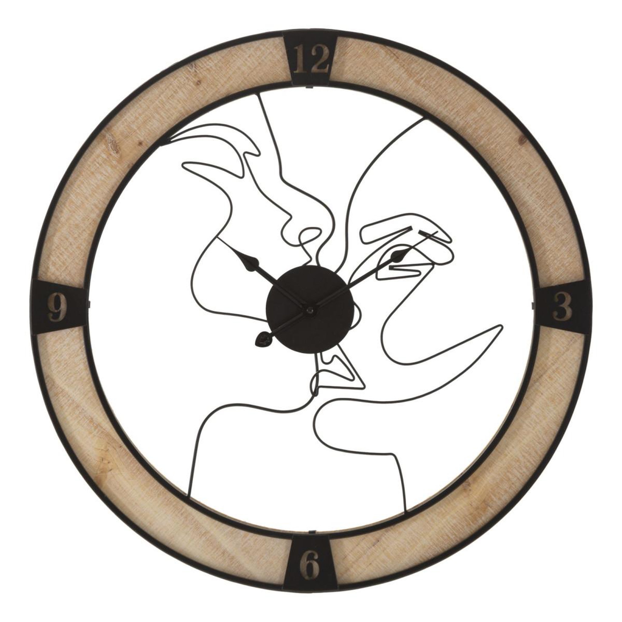 Paris Prix Horloge murale en métal  couple  60cm naturel & noir