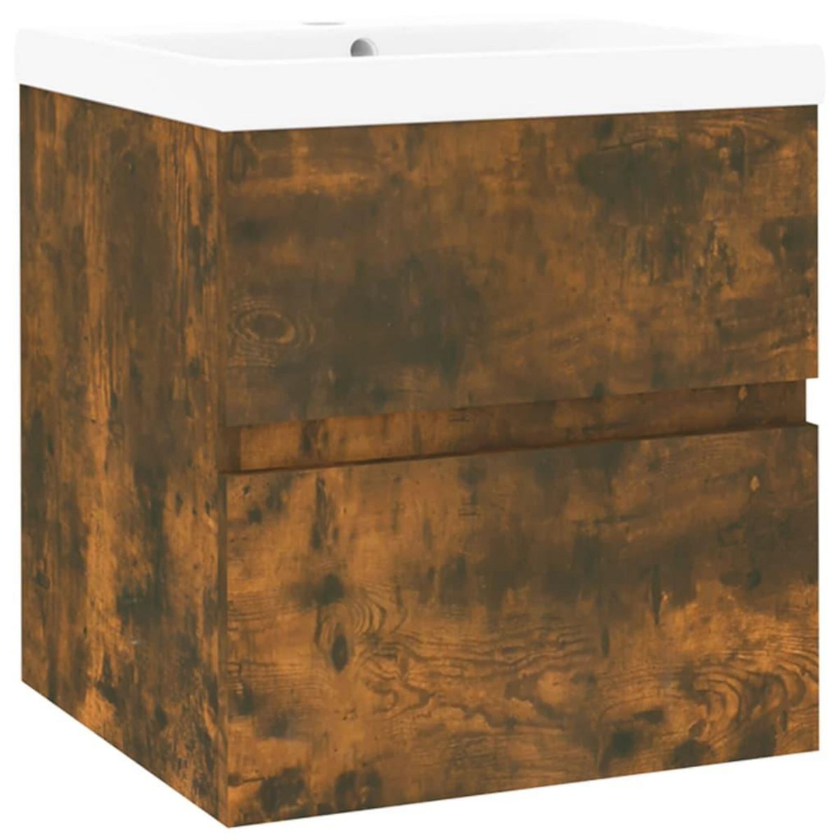 VIDAXL Meuble lavabo avec bassin integre Chene fume Bois d'ingenierie