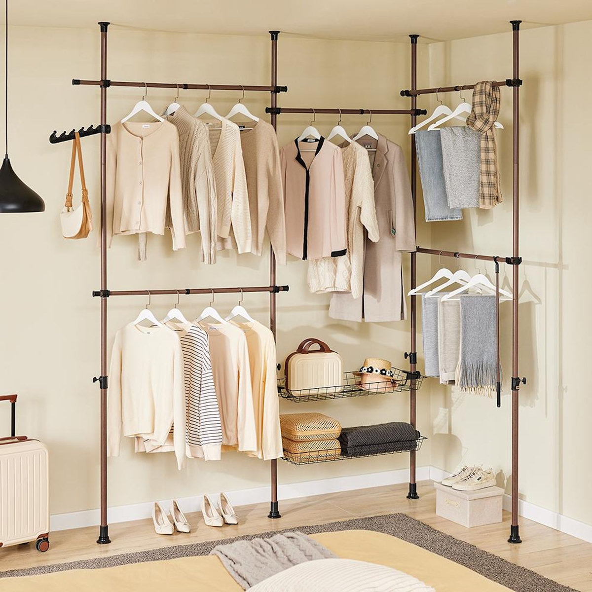 SOBUY SoBuy - Portemanteau Sur Pied à deux étagères - Fonctionnel - KLS04-II