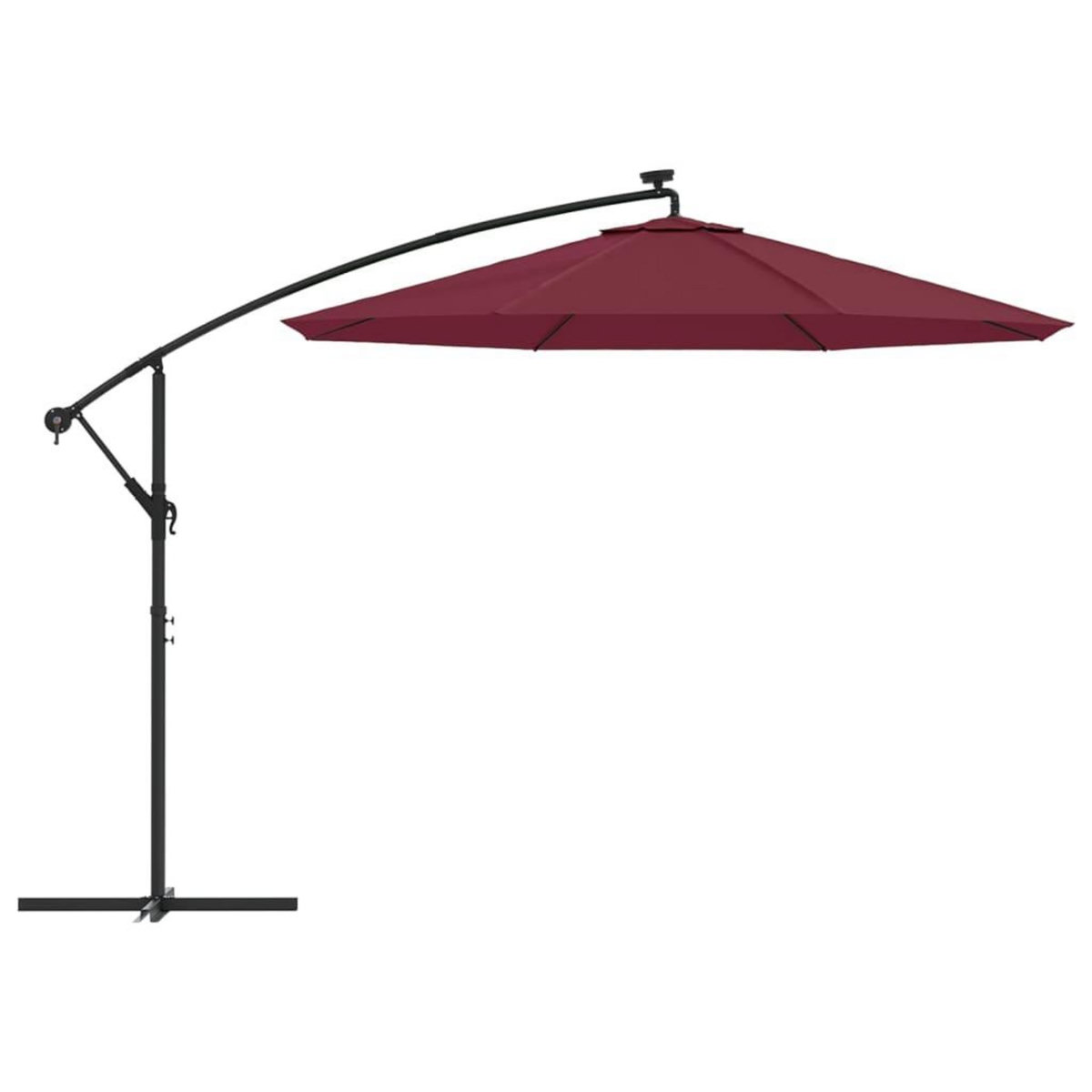 VIDAXL Parasol de jardin en porte-a-faux et lumieres LED mat en acier