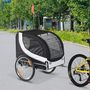 Voir la diapositive 2 : HOMCOM Remorque velo pour chien animaux avec drapeau et 8 reflecteurs blanc et noir