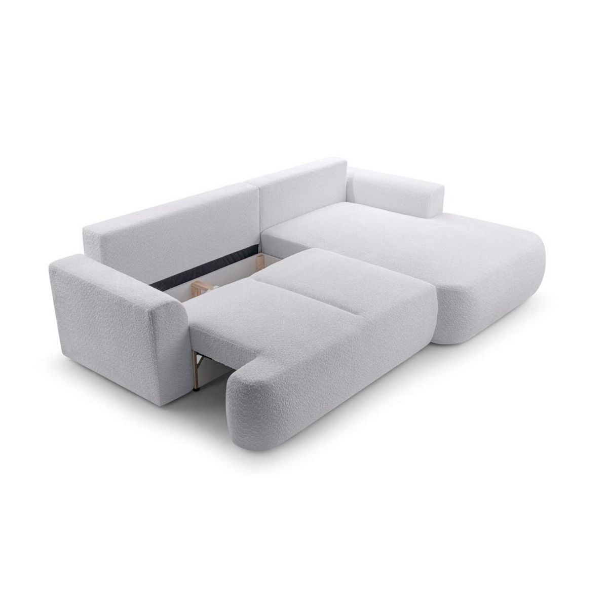 BEST MOBILIER Candela - canapé d'angle droit 4 places - convertible avec coffre - en tissu bouclette
