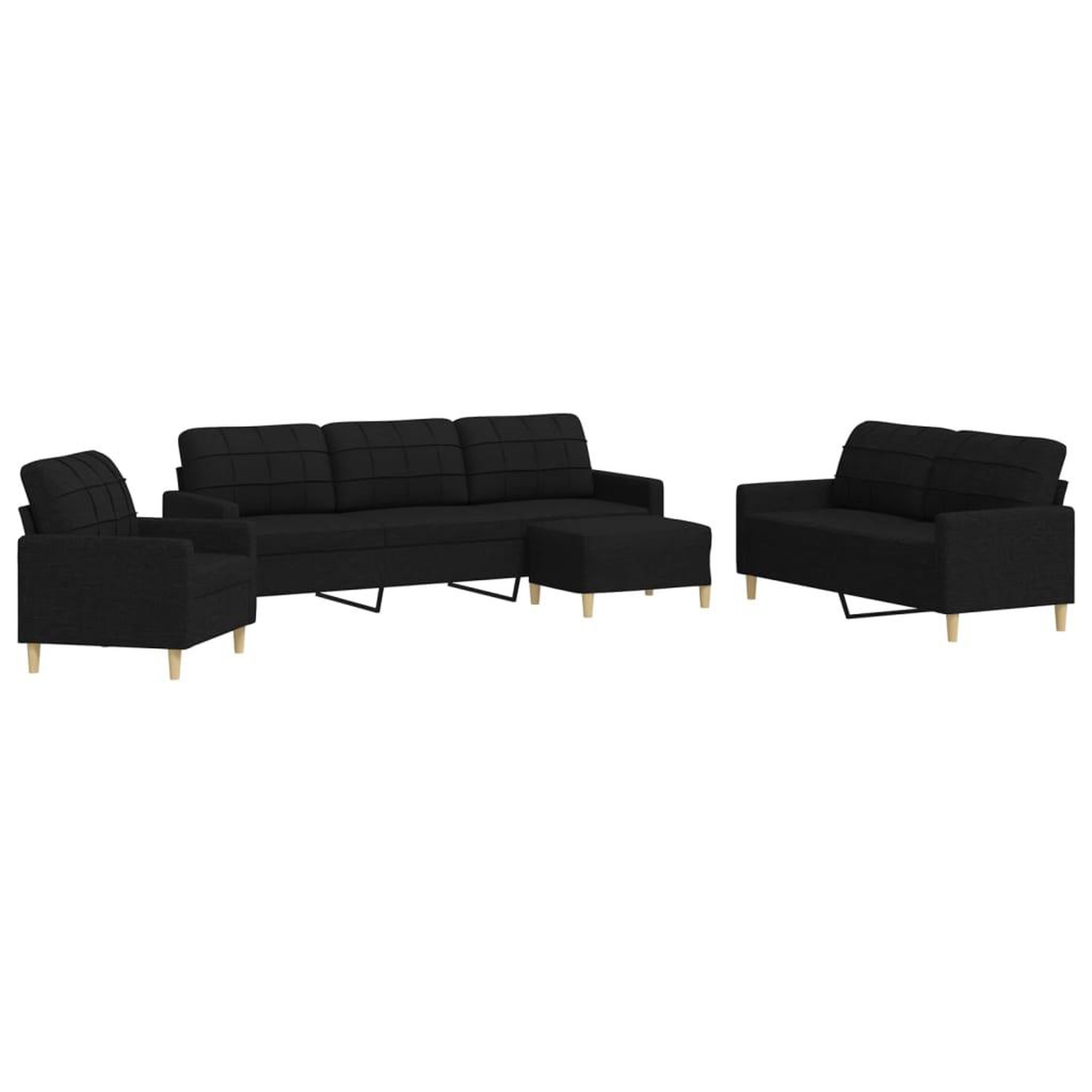 Voir la diapositive 2 : VIDAXL Ensemble de canapes 4 pcs avec repose-pied noir tissu