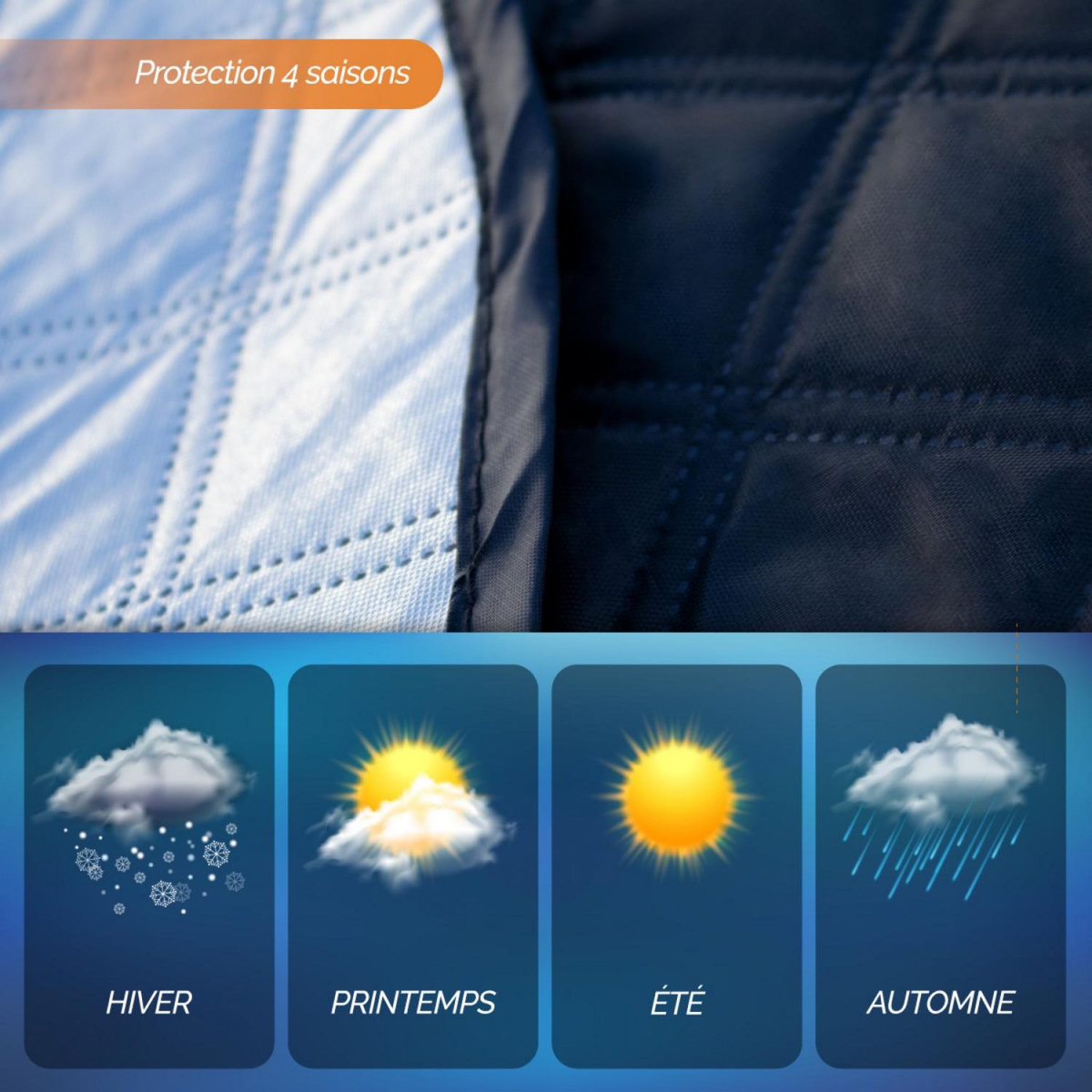 LINXOR Couverture, housse de protection pour pare brise, anti-givre, pare soleil - 183 x 116 cm - Noir