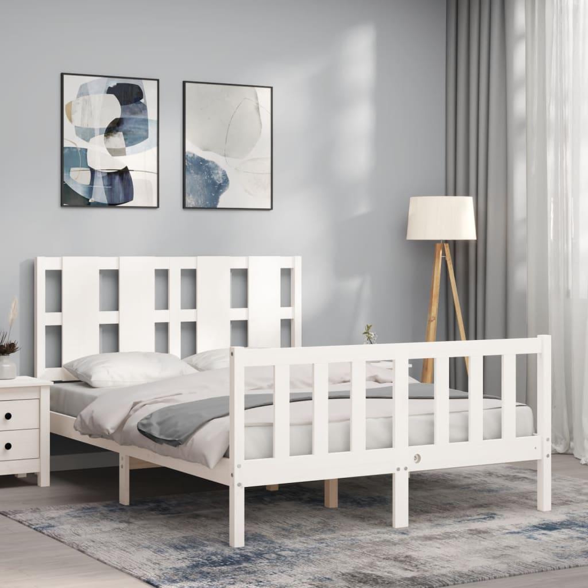 Voir la diapositive 3 : VIDAXL Cadre de lit sans matelas blanc bois de pin massif