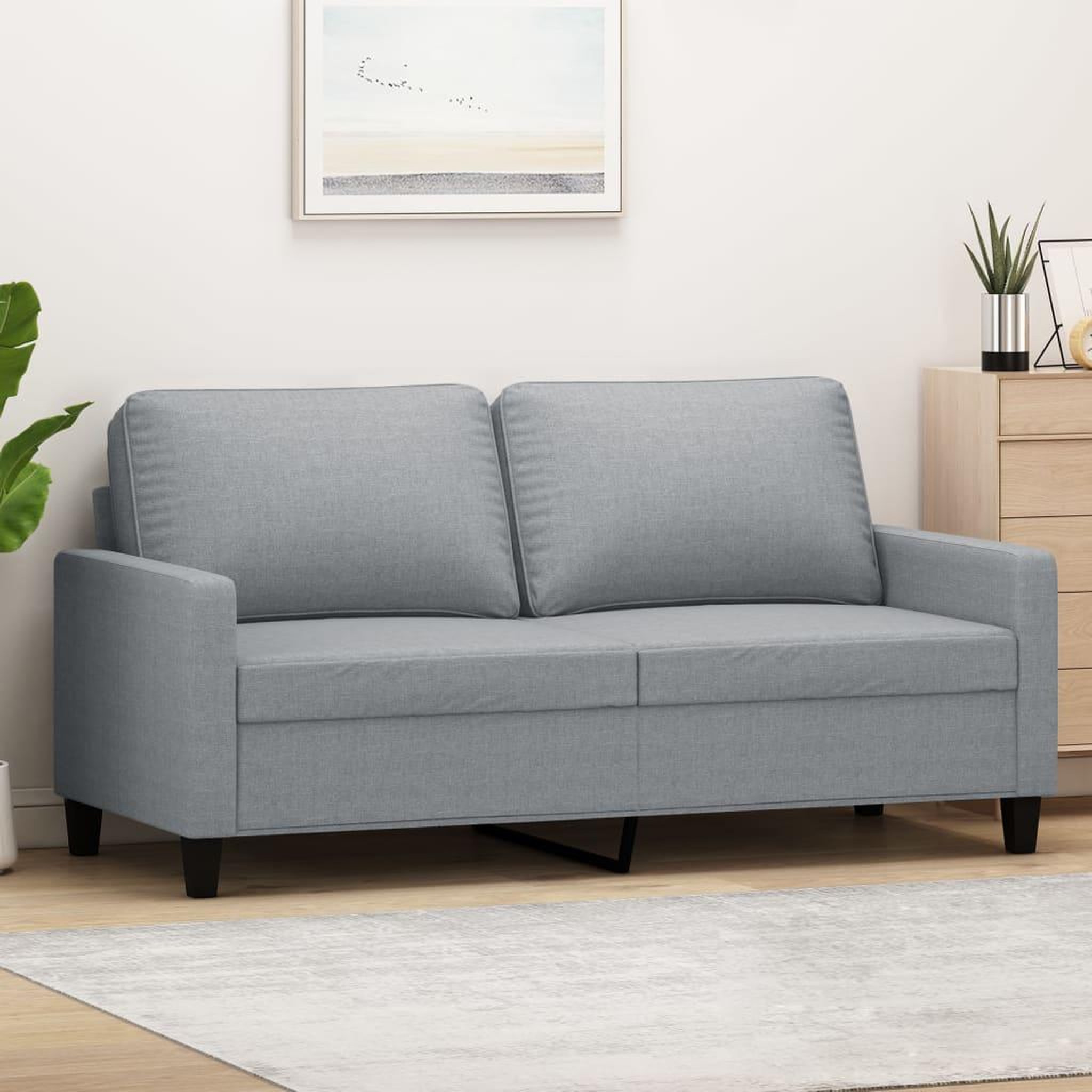 VIDAXL Canape a 2 places Gris clair 140 cm Tissu