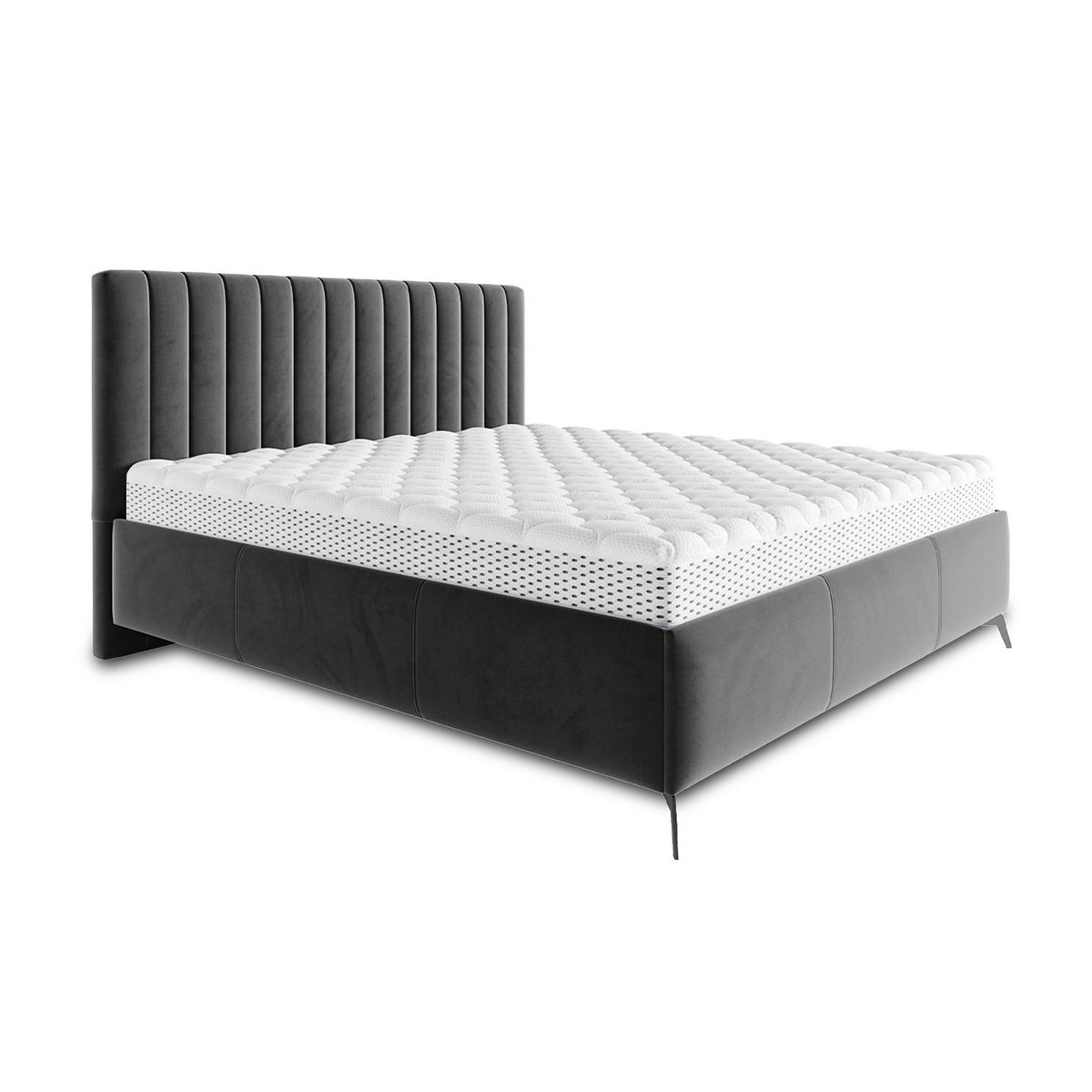 BEST MOBILIER Mendoza - lit coffre - 140x200 - sommier inclus - en velours