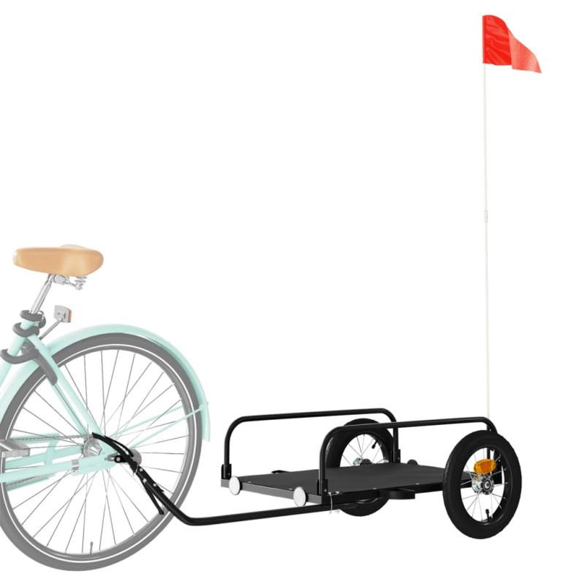 Voir la diapositive 3 : VIDAXL Remorque de vélo noir 122x53x31 cm fer