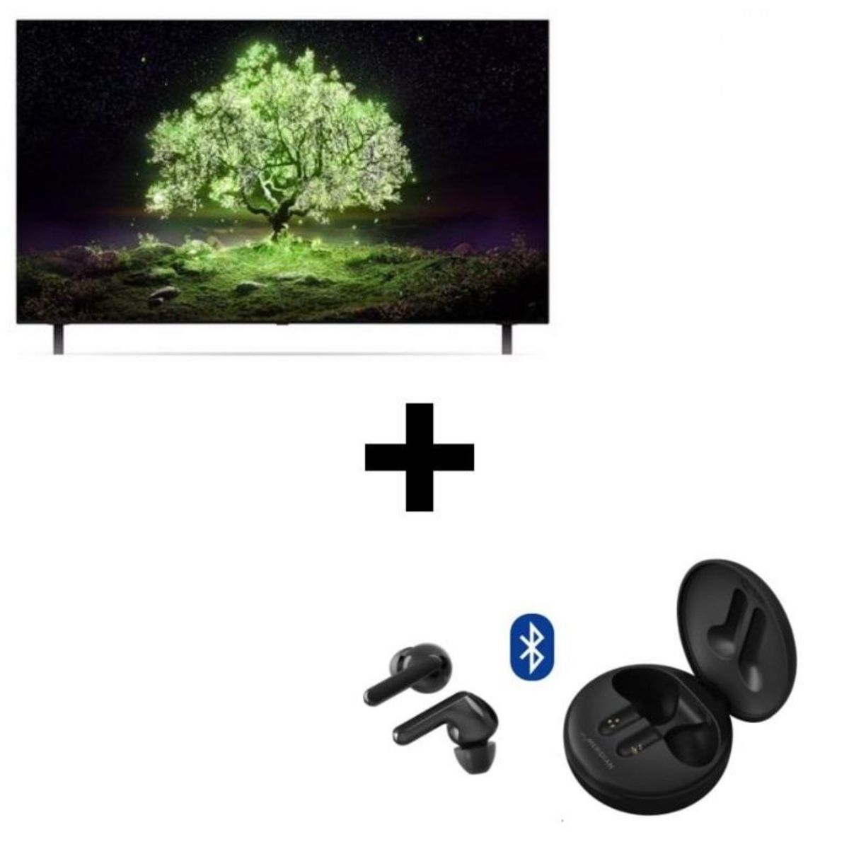 LG Pack TV OLED LG OLED65A1 4K UHD 164 cm Smart TV &  Ecouteurs sans fil Bluetooth LG Meridian TW HBS-FN4 NOIR