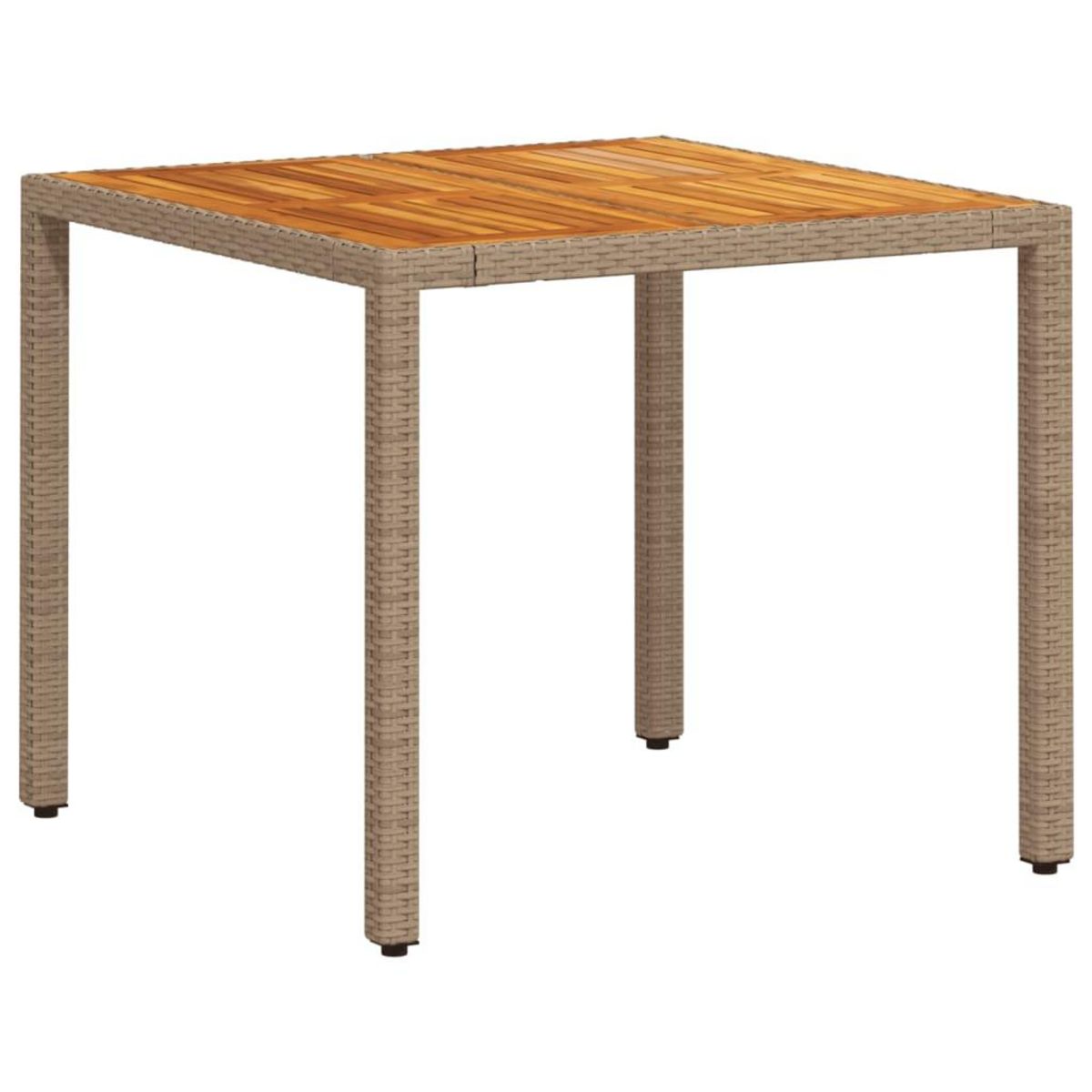 VIDAXL Table de jardin beige 90x90x75 cm resine tressee et bois acacia