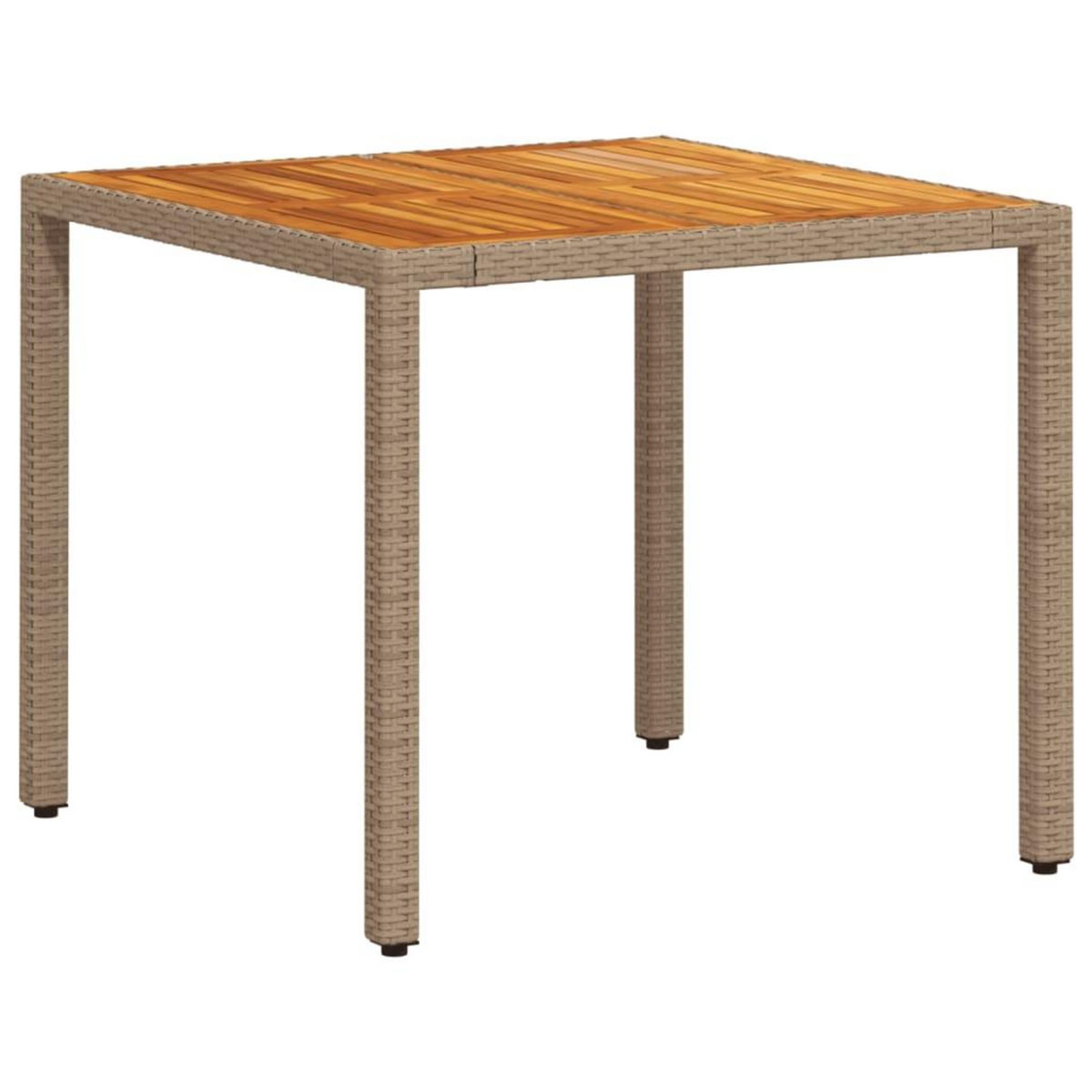 VIDAXL Table de jardin beige 90x90x75 cm resine tressee et bois acacia