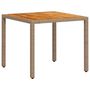 Voir la diapositive 2 : VIDAXL Table de jardin beige 90x90x75 cm resine tressee et bois acacia