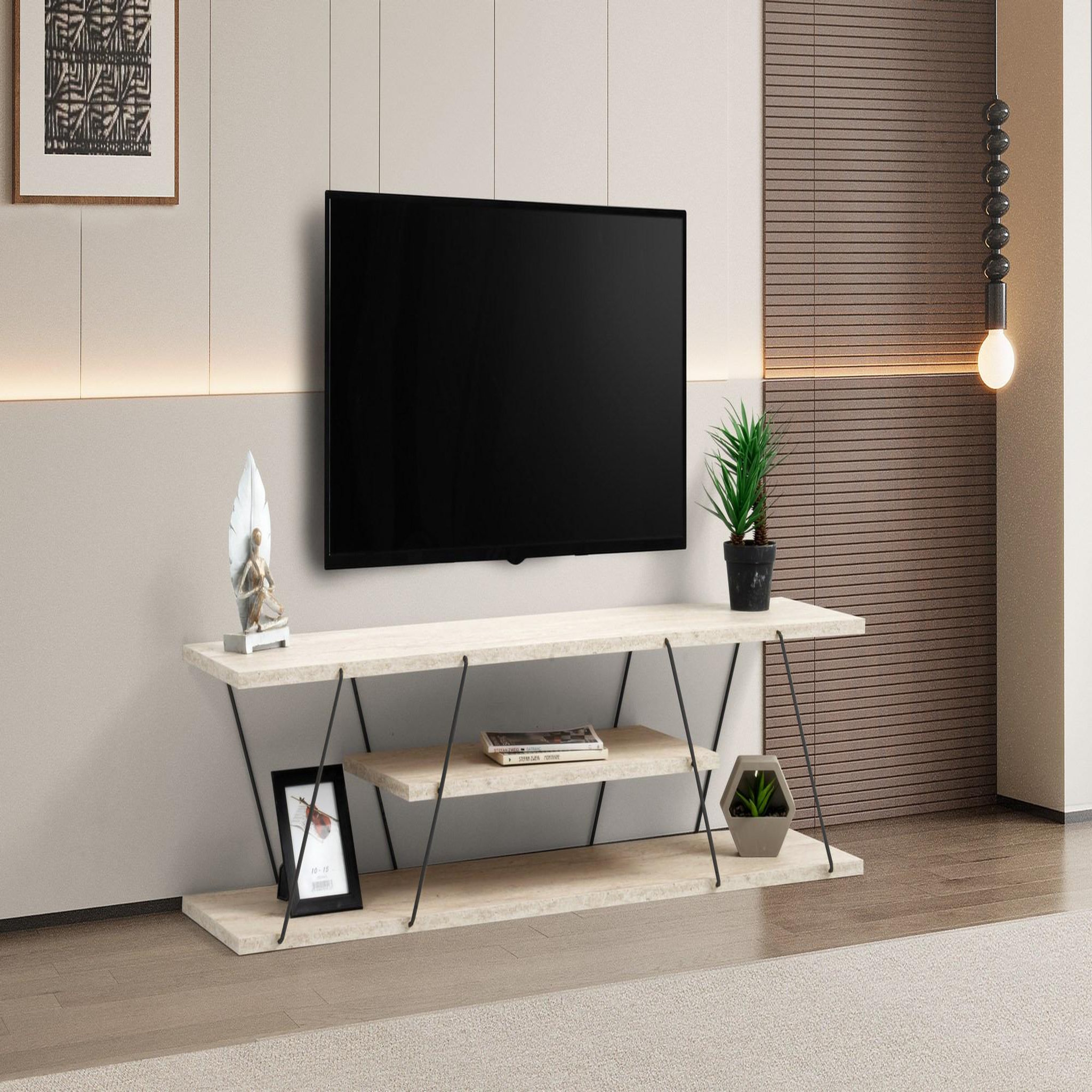 Voir la diapositive 2 : Habitat et Jardin Meuble tv en bois  canaz  - 120 x 30 x 33 cm - beige
