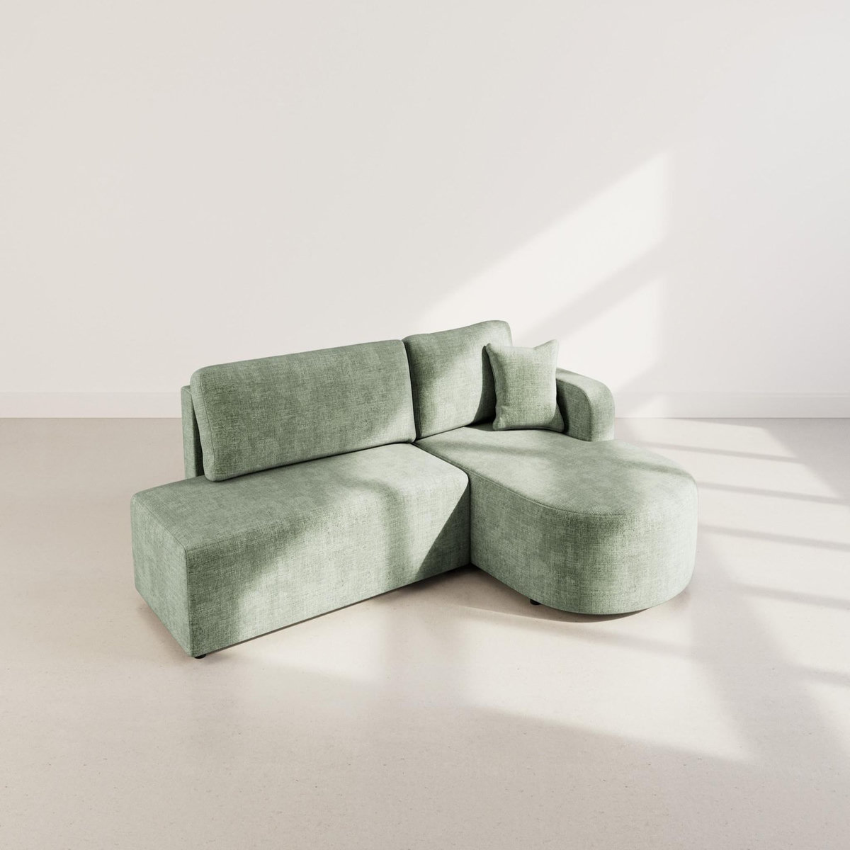 BEST MOBILIER Miro - canapé d'angle droit 4 places convertible avec coffre en velours texturé