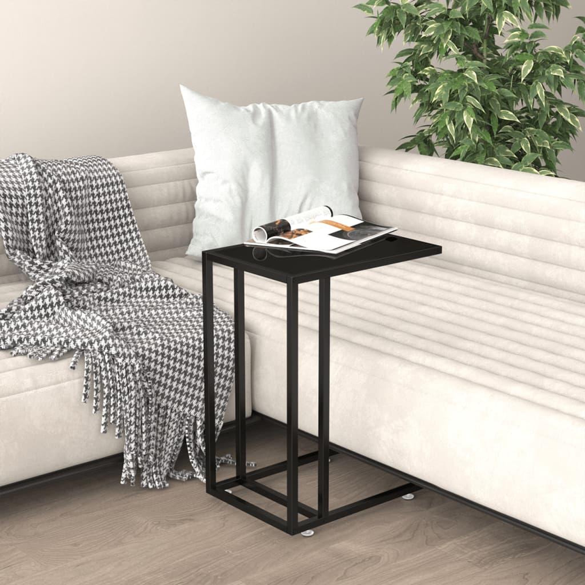 VIDAXL Table d'appoint pour ordinateur Noir 50x35x65 cm Verre trempe
