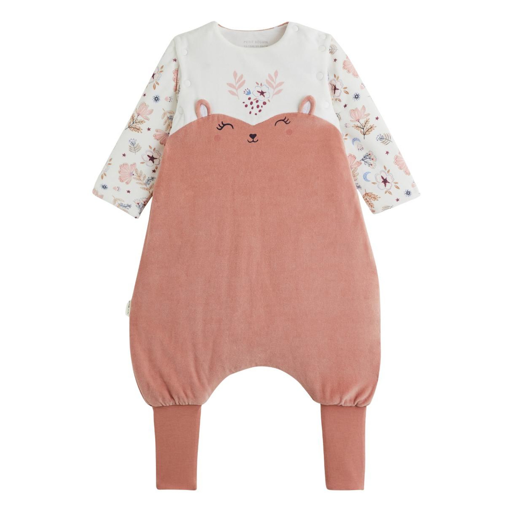 PETIT BEGUIN Turbulette TOG2 en velours avec pieds retroussables et manches amovibles Cléo. Coloris disponibles : Marron