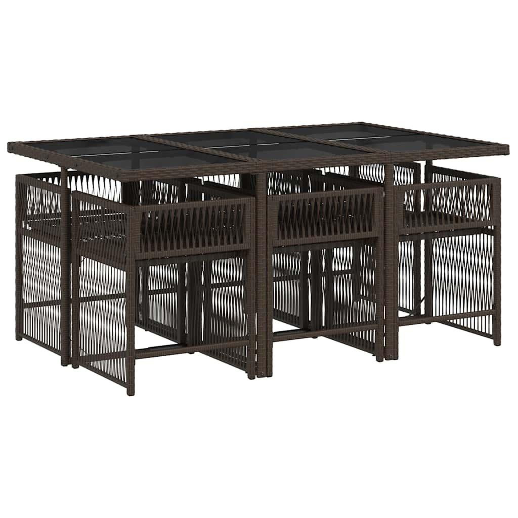 Voir la diapositive 3 : VIDAXL Ensemble a manger de jardin et coussins 7 pcs marron rotin