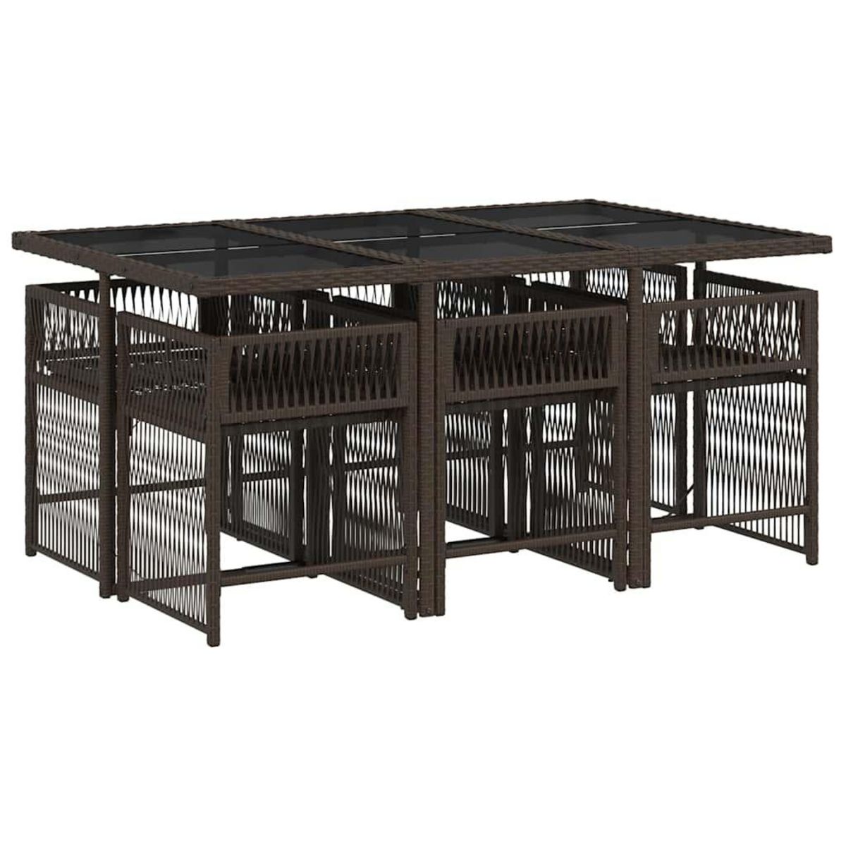 VIDAXL Ensemble a manger de jardin et coussins 7 pcs marron rotin