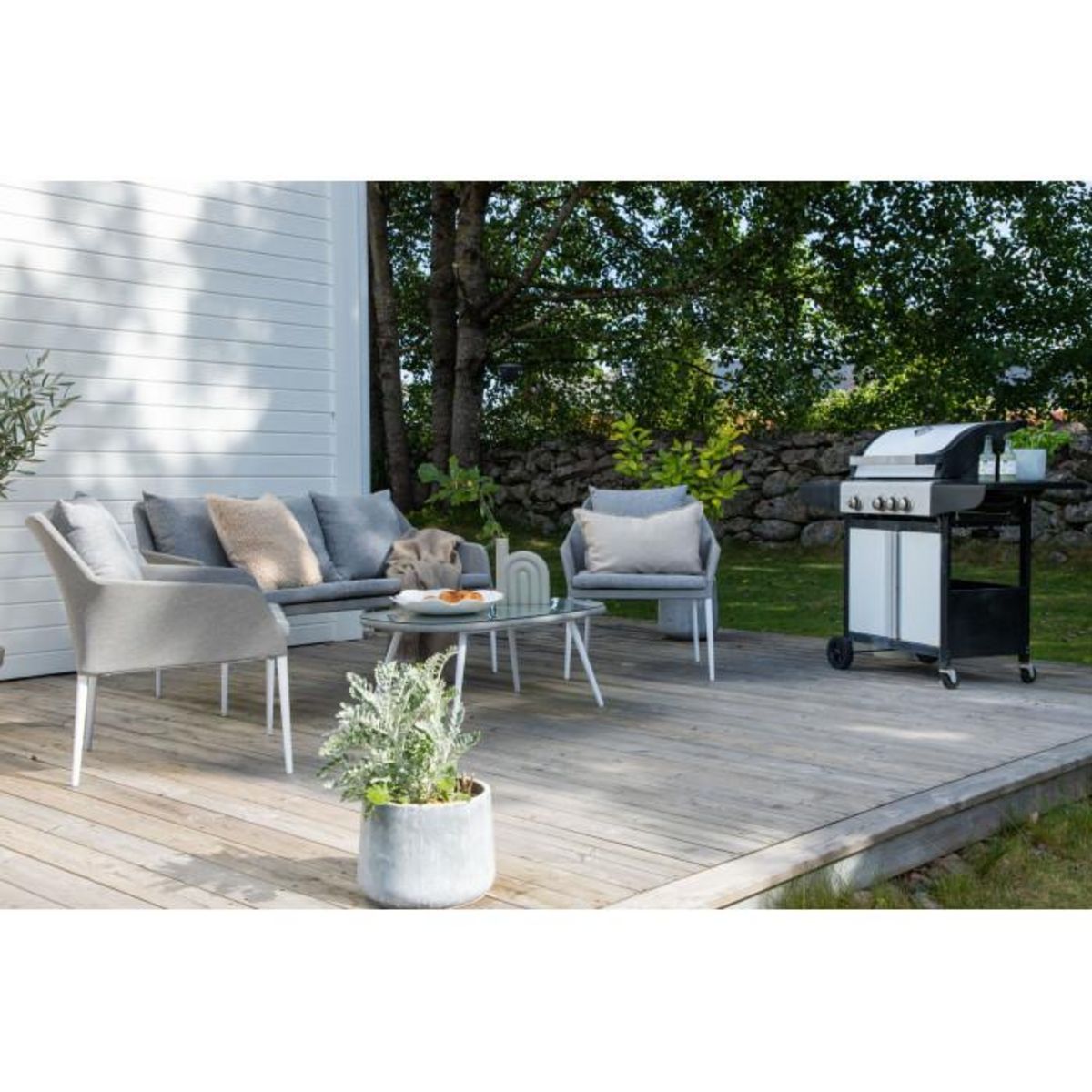 Paris Prix Salon de Jardin  Spoga  151cm Gris & Blanc