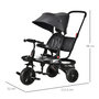 Voir la diapositive 3 : HOMCOM Tricycle enfant évolutif pliable - pare-soleil, canne télescopique amovible - siège pivotant, harnais, arceau sécurité - repose-pied - 3 paniers rangement - métal PP noir
