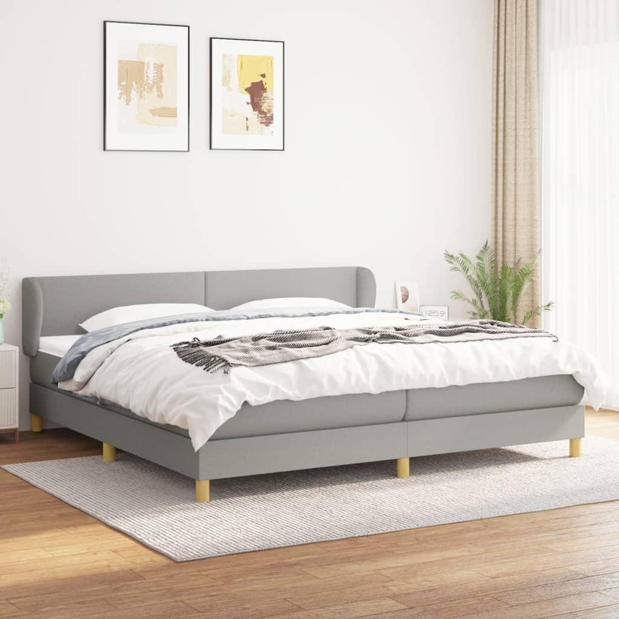 Voir la diapositive 1 : VIDAXL Sommier a lattes de lit avec matelas Gris clair 200x200cm Tissu