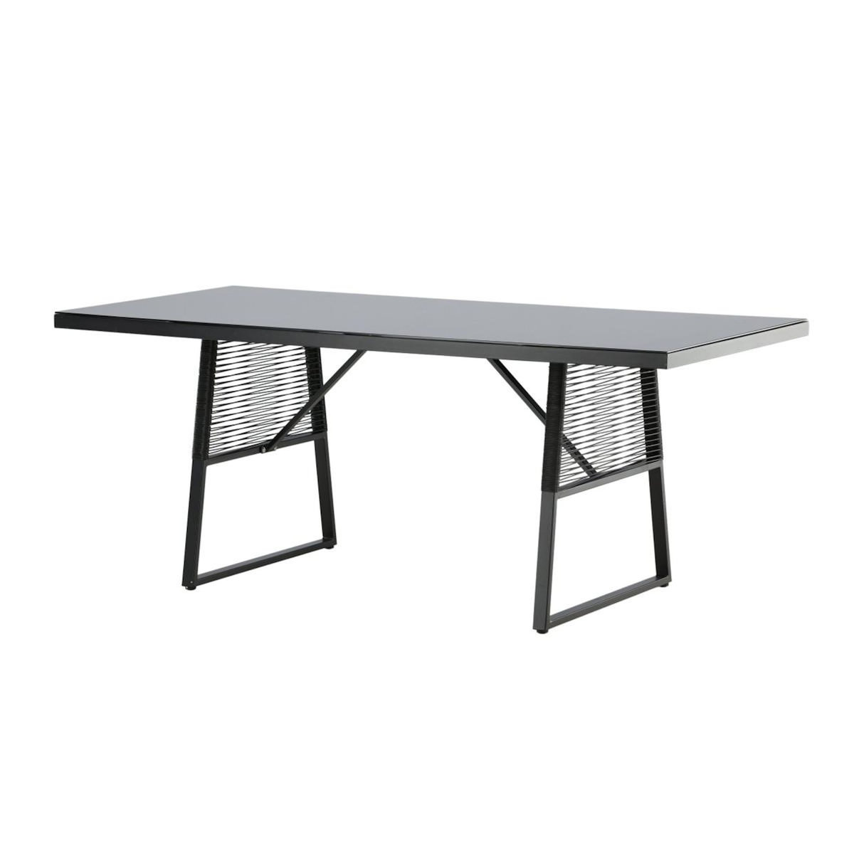 Paris Prix Table de Jardin en Verre  Dallas  193cm Noir