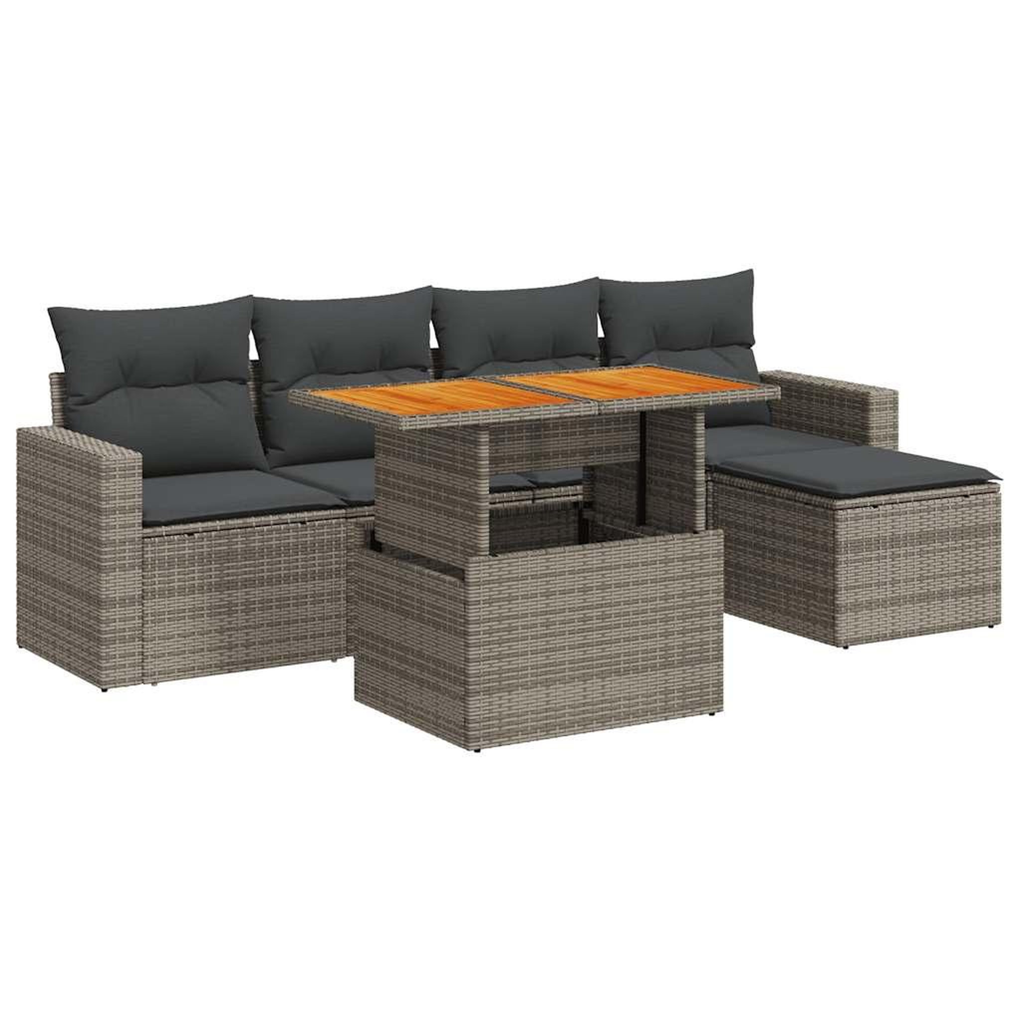 Voir la diapositive 2 : VIDAXL Salon de jardin 6 pcs avec coussins gris resine tressee