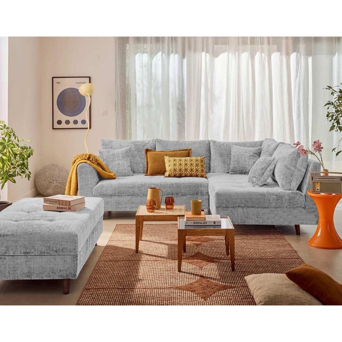 LISA DESIGN Rune - canapé d'angle droit 4 places en velours texturé