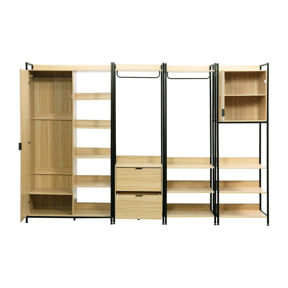 SWEEEK Kit dressing modulable noir avec 4 éléments. L 280 x P 48 x H 190 cm