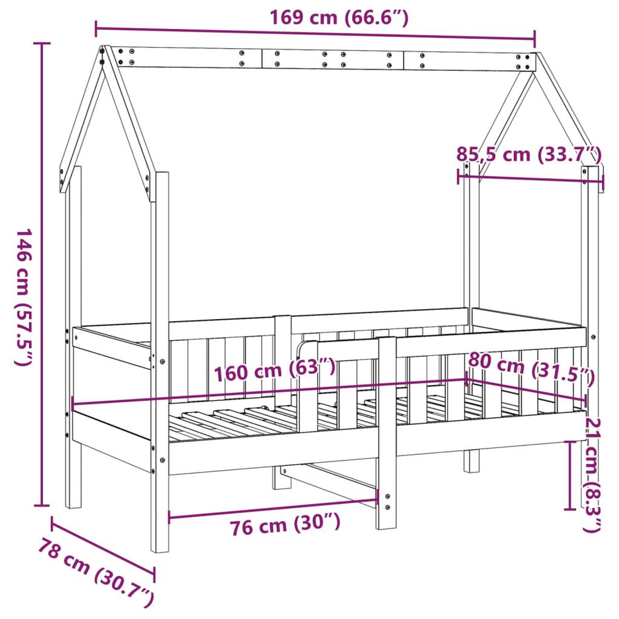 Voir la diapositive 6 : VIDAXL Cadre de lit d'enfants forme de maison sans matelas pin