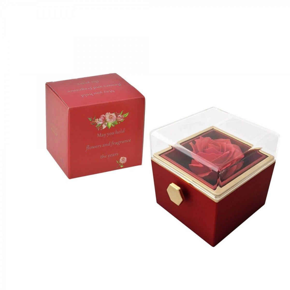 SC CRYSTAL Boite à bijoux surprise décorée d'une rose en tissu