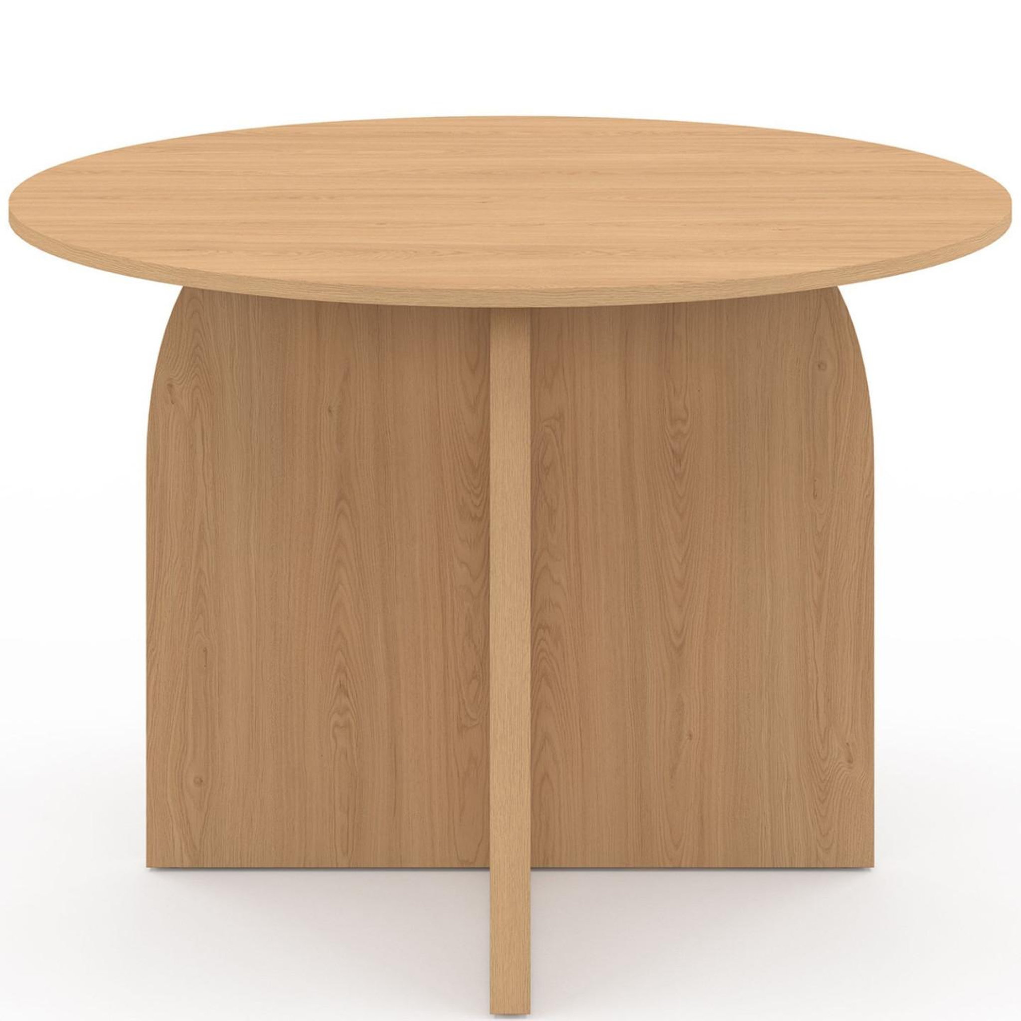 Voir la diapositive 3 : ID MARKET Table à manger fixe japandi ronde edith 6 personnes bois effet hêtre 110 cm