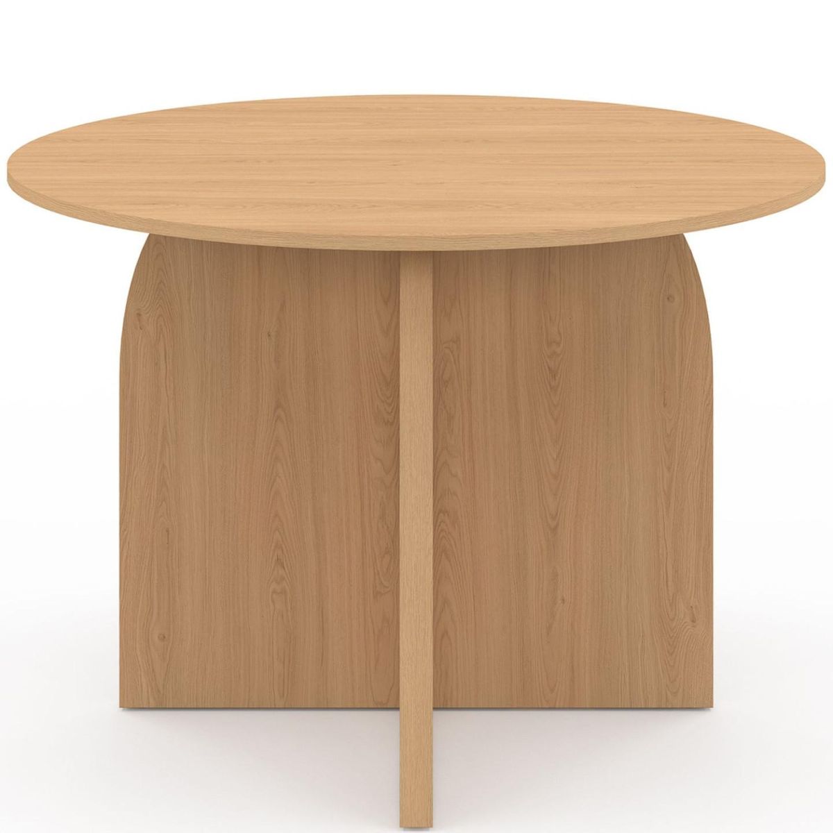 ID MARKET Table à manger fixe ronde ABY 6 personnes bois effet hêtre 110 cm